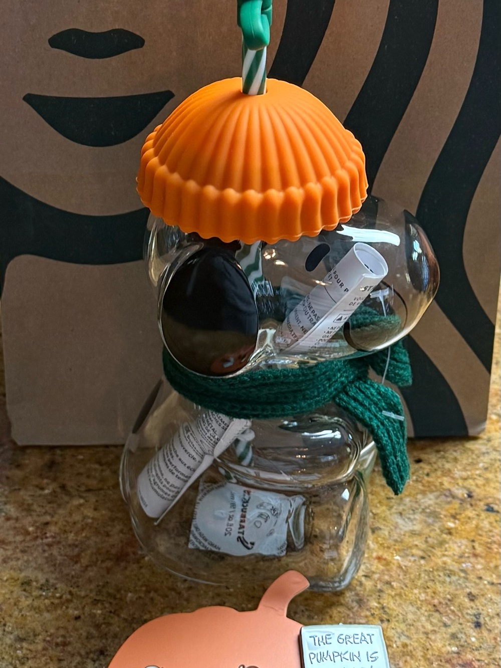 Starbucks Limited Edition Snoopy Glass Cup and Pin Set - Picture 3 of 16